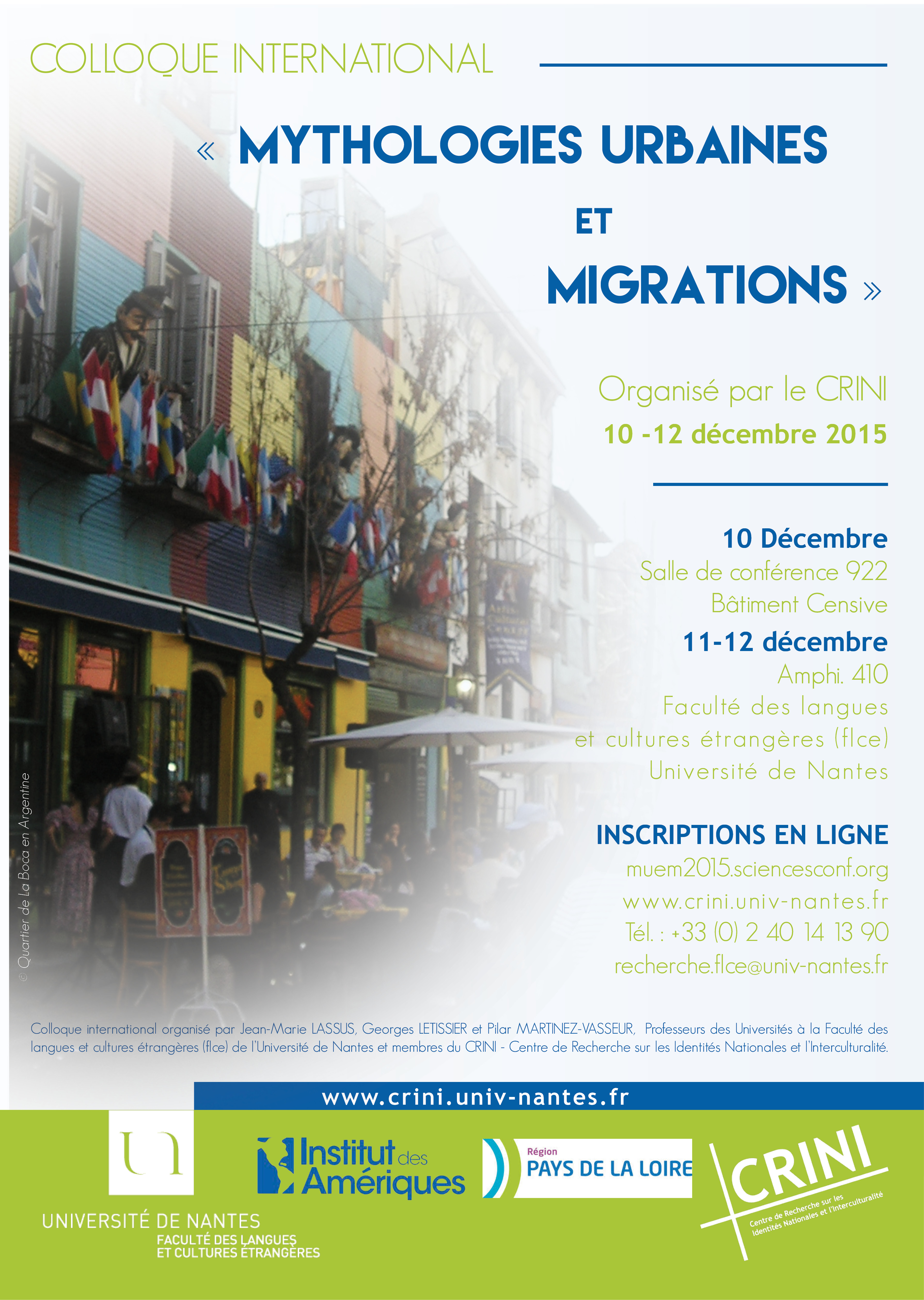 Programme colloque international "Mythologies urbaines et migrations"